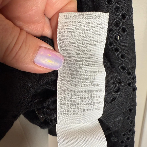 Madewell Long Sleeve Popover Top Black Eyelet Women's Size Medium New With Tags - Picture 9 of 11